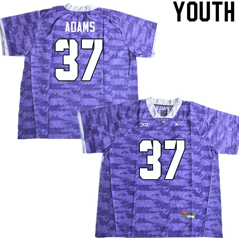 Youth #37 Dylan Adams TCU Horned Frogs College Football Jerseys Sale-Purple Limited